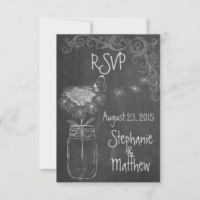 MARIAGE JARDIN POT MASON TABLEAU NOIR RSVP (Devant)