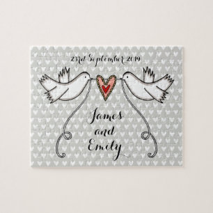 Mariage Jigsaw Puzzle Doves blanches personnalisée