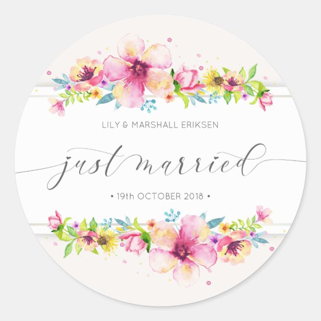 Mariage Juste Marié Beau | Autocollant (Devant)