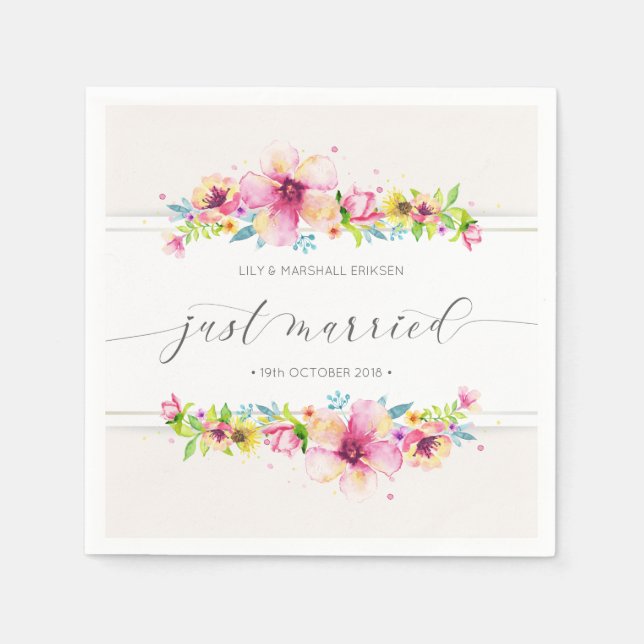 Mariage Juste Marié Beau | Serviette en papier (Devant)