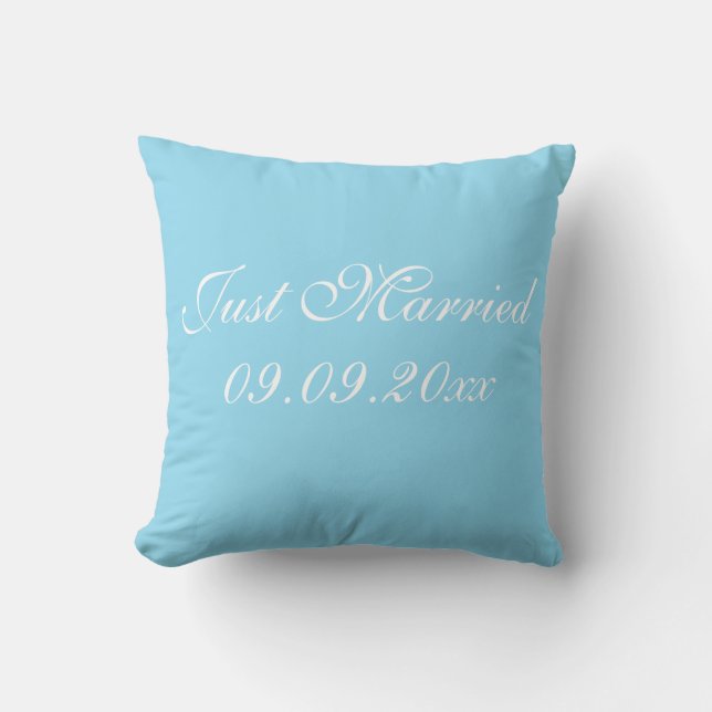 Mariage Juste Marié Jeu Oreiller bleu turquoise (Recto)