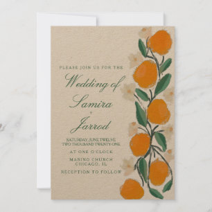 Mariage Kraft Botanique Orange Dessiné à la Main A