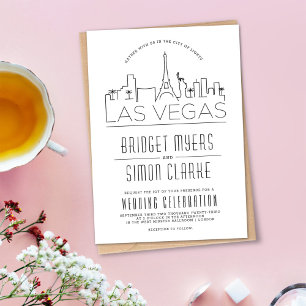 Mariage Las Vegas   Invitation Skyline stylisée