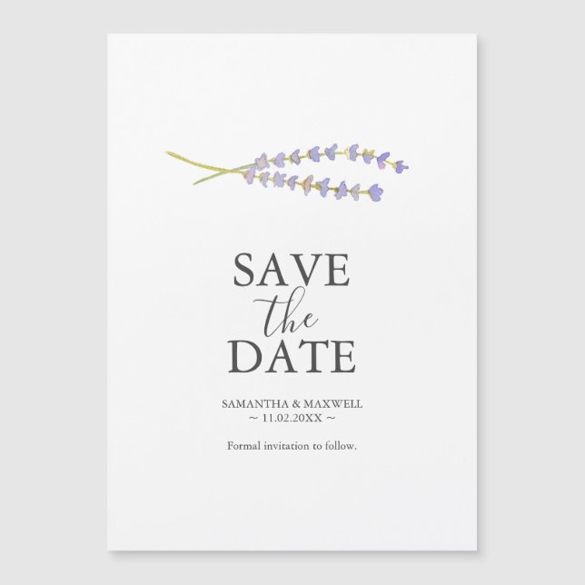 Mariage Lavender Enregistrer La Date Magnets (Devant)