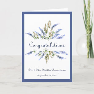 Mariage Lavender Floral Nom Félicitations Carte