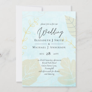 Mariage le moins cher aquarelle bleu laver Script