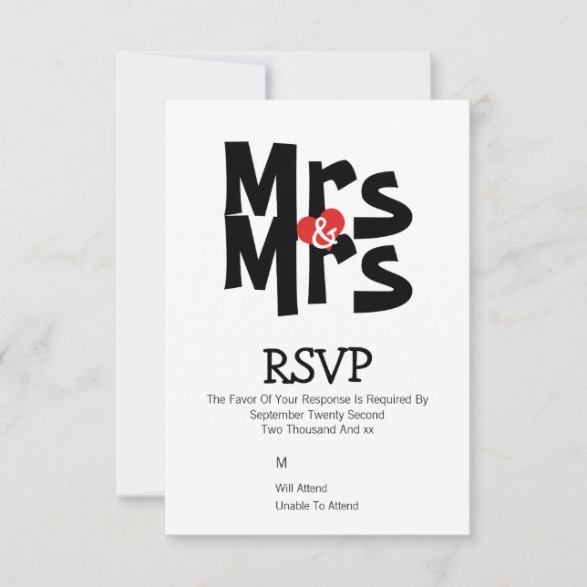 Mariage lesbienne RSVP Bold Mme et Mme Personnalis (Devant)