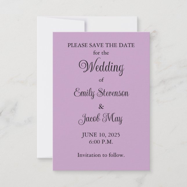 Mariage Lilac Enregistrer la carte Date (Devant)