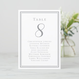 Mariage Liste de sièges Invité Numéro de table Gri