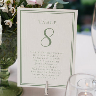 Mariage Liste de sièges Invité Numéro de table Sag