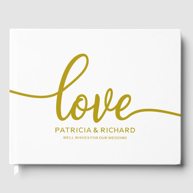 Mariage Livre d'invité Love Gold Chic Script (Recto)