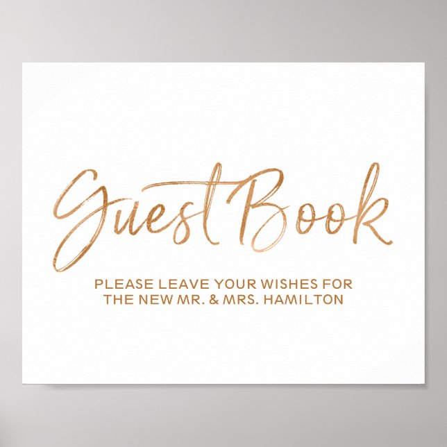 Mariage Livre d'or 8x10 Style Rose Gold Sign (Devant)