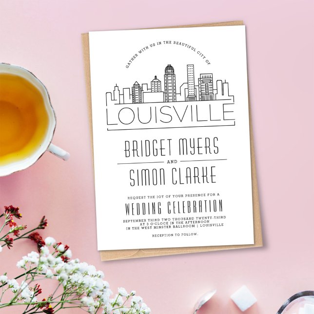 Mariage Louisville | Invitation Skyline stylisée (Créateur téléchargé)