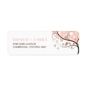 Mariage Lovebirds rose et Brown Étiquette de adres