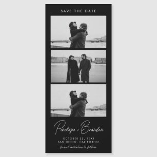 Mariage magnétique Black Modern Script Photo Strip