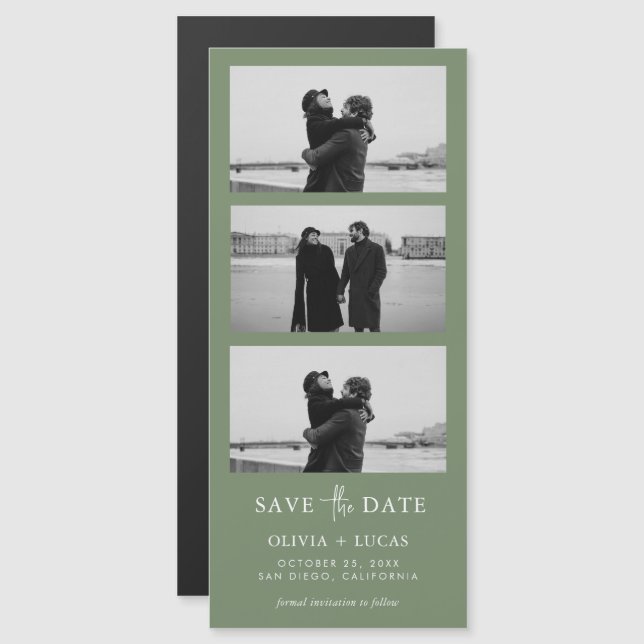 Mariage magnétique Sage Green Photo Strip (Devant / Derrière)