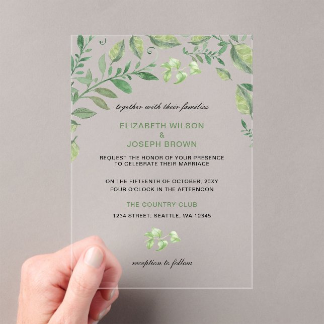 Mariage magnifique botanique vert invitations (In situ (ordinateur de poche))