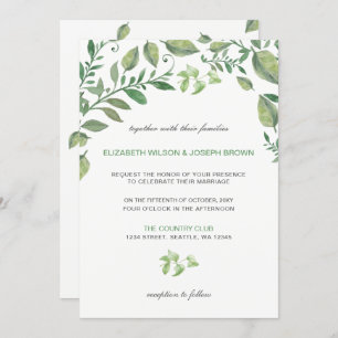 Mariage magnifique botanique vert invitations