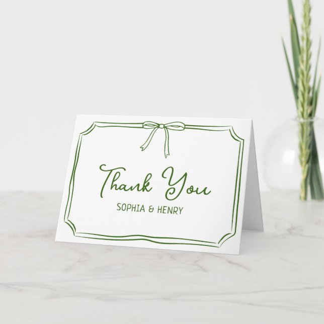 Mariage manuscrit Merci Cartes Elegant Bow (Devant)