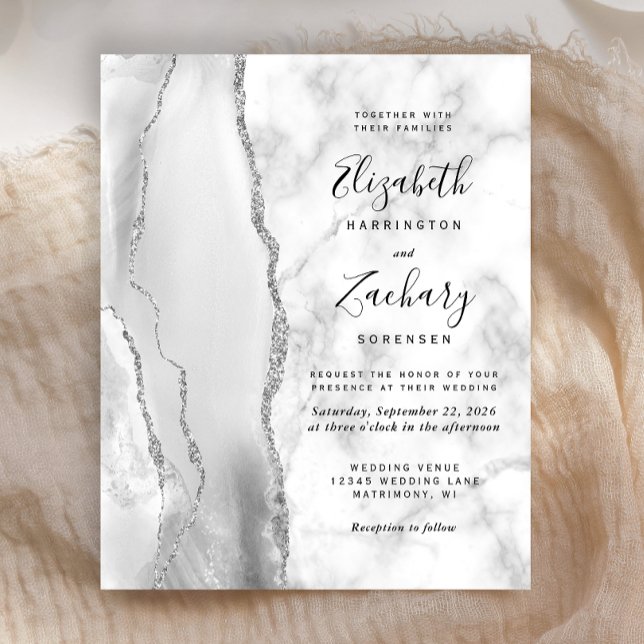 Mariage Marbre Agate Gris Blanc Argent (Créateur téléchargé)
