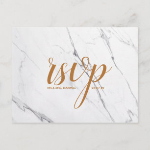 Mariage Marbre blanc Or Script Carte Postale Rsvp
