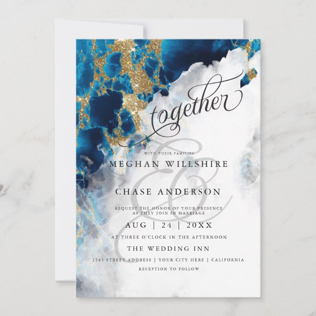 MARIAGE | Mariée Pieds Nus™ Aquarelle Saphir Bleu (Devant)