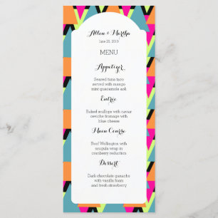 Mariage Menu 80's Style Motif géométrique