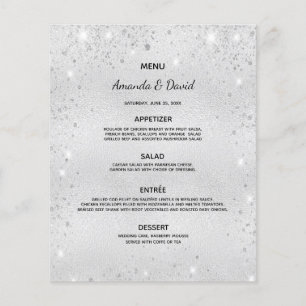 Mariage Menu argent parties scintillant poussière