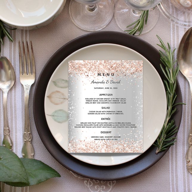 Mariage Menu argent rose or scintillants (Créateur téléchargé)