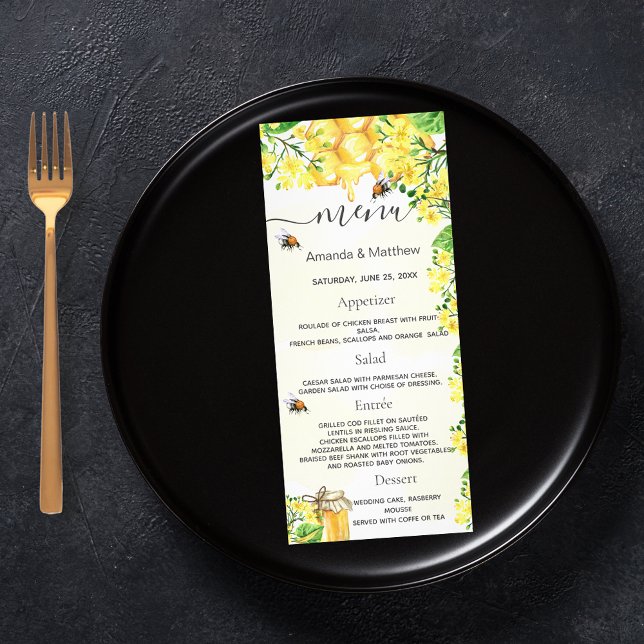 Mariage Menu bumble abeilles fleur de nid d'abeill (Créateur téléchargé)