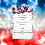 Mariage Menu patriotique rouge blanc bleu ballons<br><div class="desc">Décoré de ballons patriotiques de couleur rouge bleu et blanc,  bleu et rouge étincelant. Fond blanc. Personnalisez et ajoutez vos noms et le menu du dîner mariage.</div>