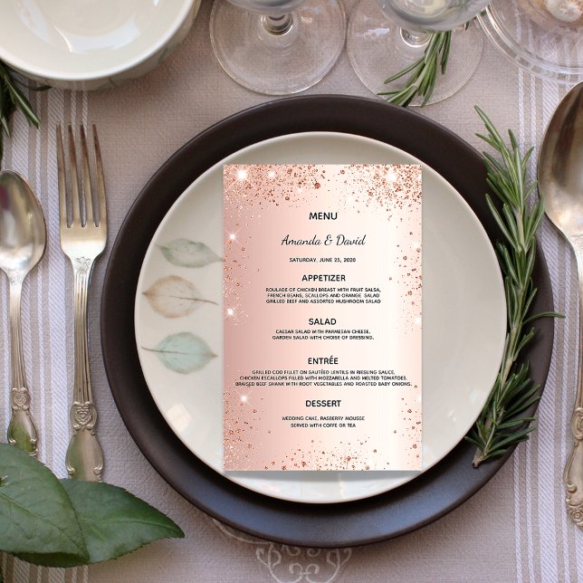 Mariage Menu rose or parties scintillant poussière (Créateur téléchargé)