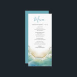 Mariage Menus Watercolor Beach Seashore<br><div class="desc">Ces menus de mariage sur la plage sont composés d'un littoral couleur aquarelle dans des tons bleu turquoise. Utilisez les champs modèles pour ajouter vos choix de dîner. Un charmant choix côtier pour les mariages de destination balnéaire,  un dîner de répétition,  une réception ou une fête de fiançailles.</div>