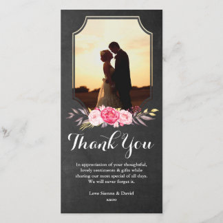 Mariage Merci Aquarelle Fleurs Carte photo