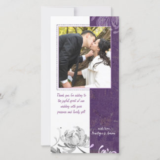 Mariage Merci blanc Eggplant Carte photo