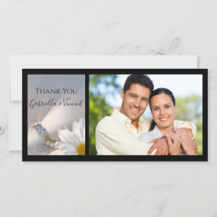 Mariage Merci  Carte photo blanc Daisy