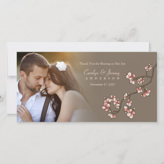 Mariage Merci Carte photo de fleurs rose
