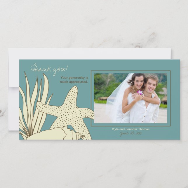 Mariage Merci Carte photo - Plage Thème (Devant)