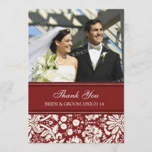 Mariage Merci Carte photo Red Damask
