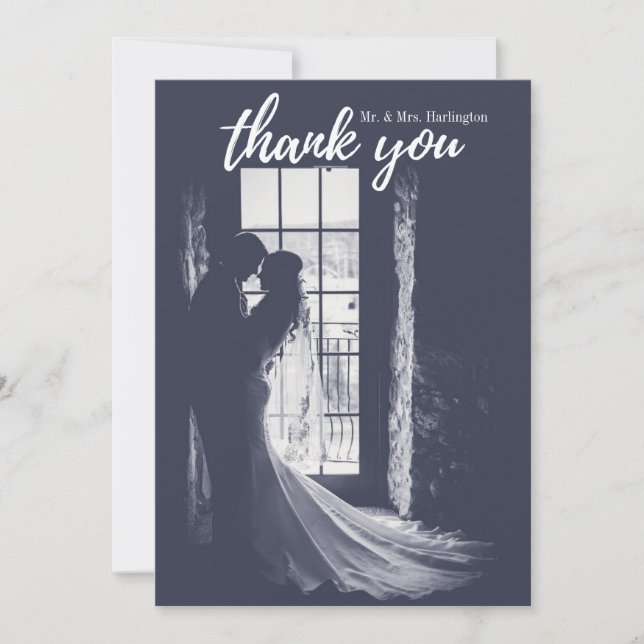 Mariage merci carte photo. Typographie moderne (Devant)
