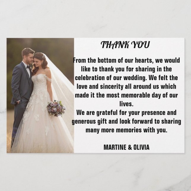 Mariage Merci Cartes avec message (Devant)