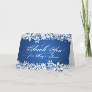 Mariage Merci Flocons de Neige Bleu Saphir