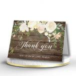 Mariage Merci Floral Aquarelle Ivoire Rustique<br><div class="desc">Dites merci à vos invités avec ces belles cartes de design floral aquarelle. Rose doux et délicat,  ivoire,  crème,  champagne,  design de bouquet couleur vanille. Design en bois de caoutchouc. Texte à l'intérieur - cartes modifiables.</div>