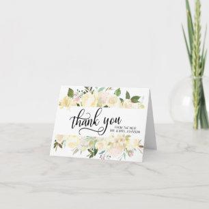 Mariage Merci Floral Aquarelle rose ivoire