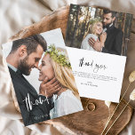 Mariage Merci manuscrit 2 Photos<br><div class="desc">Cartes de remerciements manuscrites mariages qui ont une photo à l'avant et à l'arrière. Les cartes de remerciement Automne, Automne, Printemps Été, Hiver Les cartes de remerciement contiennent une typographie de script moderne blanc et noir lettré à la main, qui sont élégantes, simples et modernes à utiliser après que vous...</div>