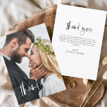 Mariage Merci manuscrit photo romantique<br><div class="desc">Cartes de remerciements manuscrites mariages qui ont une photo à l'avant et à l'arrière. Les cartes de remerciement contiennent une typographie de script moderne,  blanche et noire,  lettrée à la main,  élégante,  simple et moderne à utiliser après que vous minimaliste simple célébration de mariage.</div>