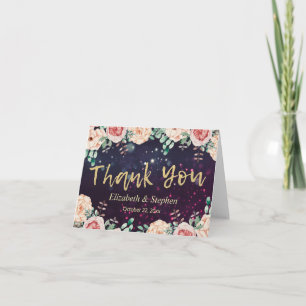 Mariage Merci moderne Floral Purple Gold Script