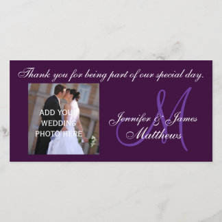Mariage Merci Monogramme message violet
