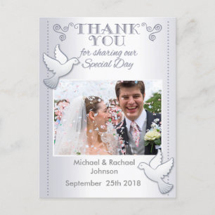 Mariage Merci photo carte postale Lovebirds
