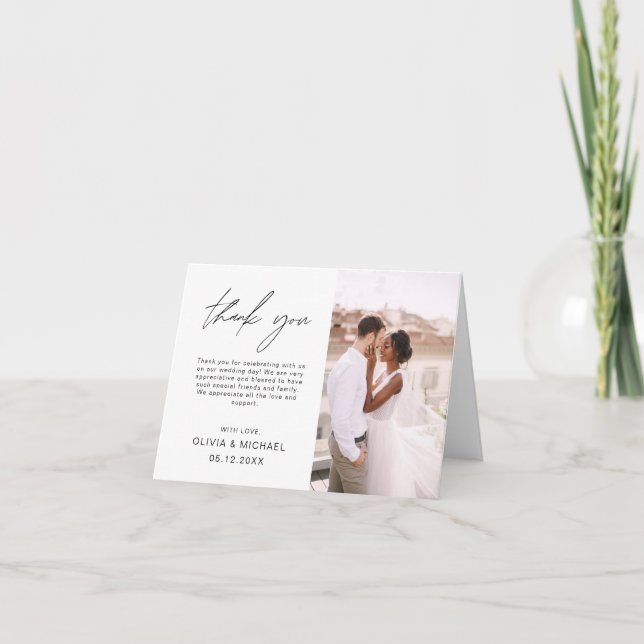 Mariage Merci photo minimaliste Élégant (Devant)